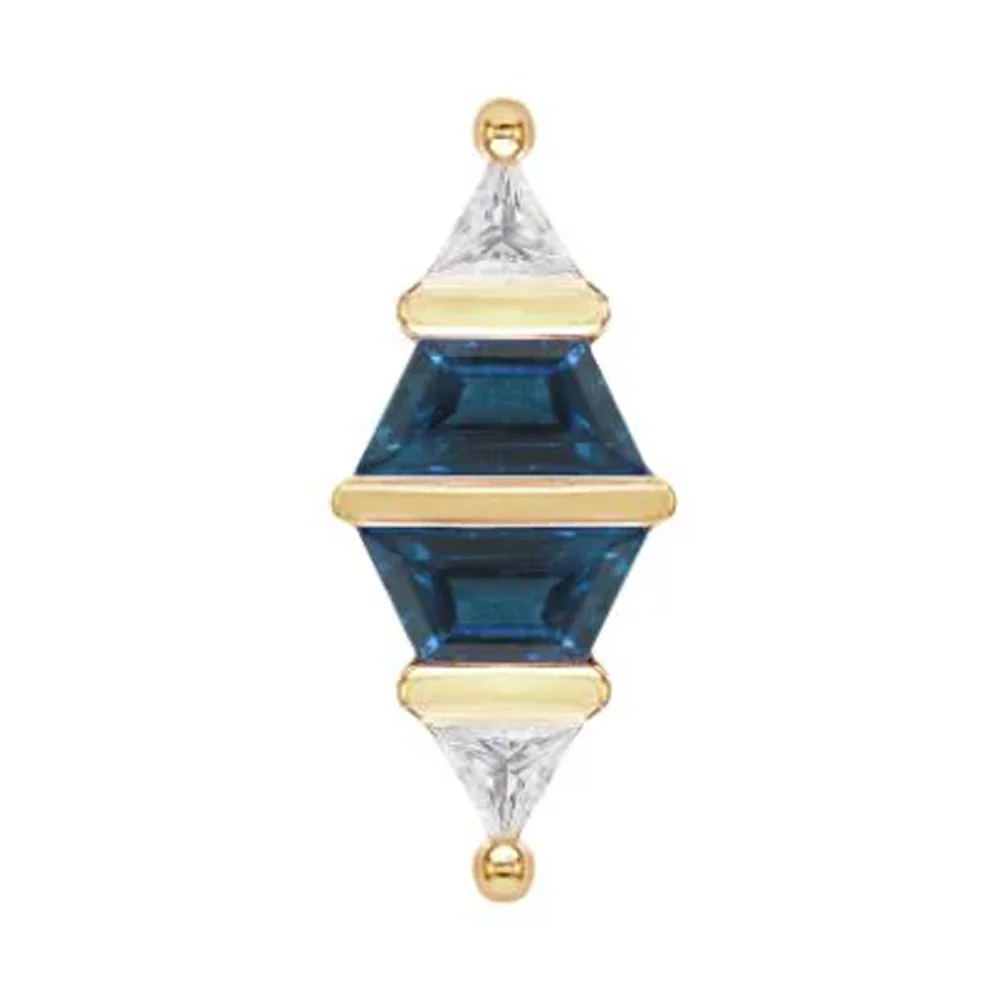 threadless: "Bang Bang" End in Gold with London Blue Topaz & CZ's - Image 2