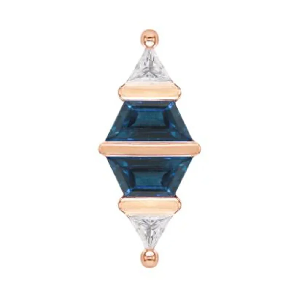 threadless: "Bang Bang" End in Gold with London Blue Topaz & CZ's - Image 4