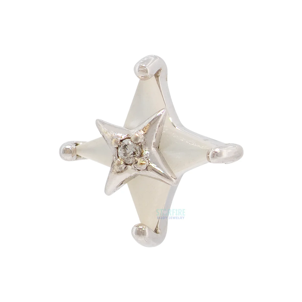 threadless: "Biarritz" End in Gold with Mother of Pearl & CZ