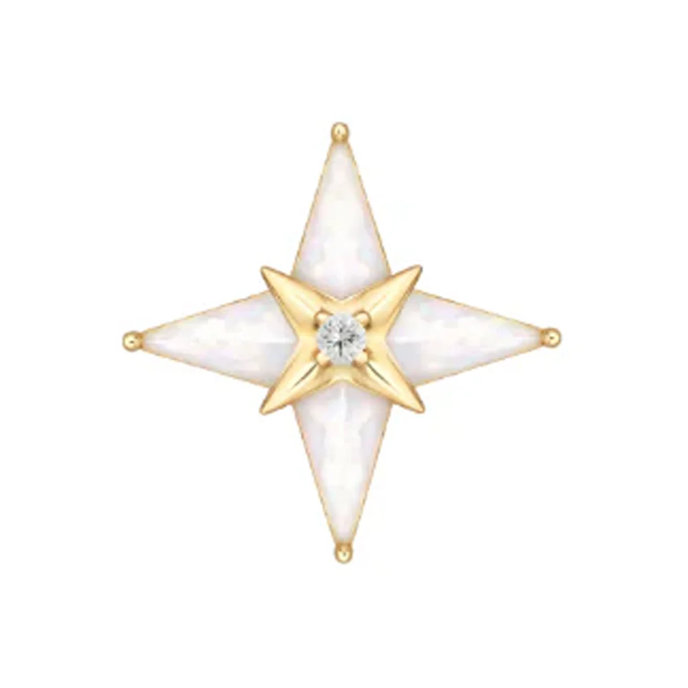 threadless: "Biarritz" End in Gold with Mother of Pearl & CZ - Image 3