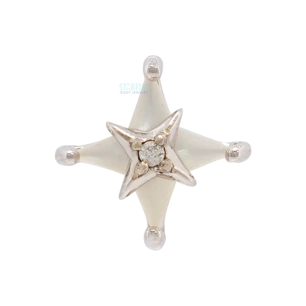 threadless: "Biarritz" End in Gold with Mother of Pearl & CZ - Image 4