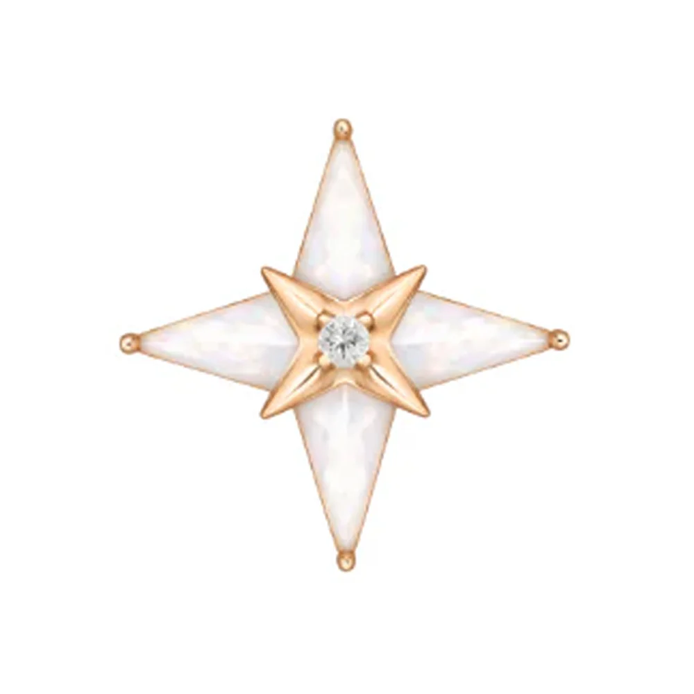 threadless: "Biarritz" End in Gold with Mother of Pearl & CZ - Image 5