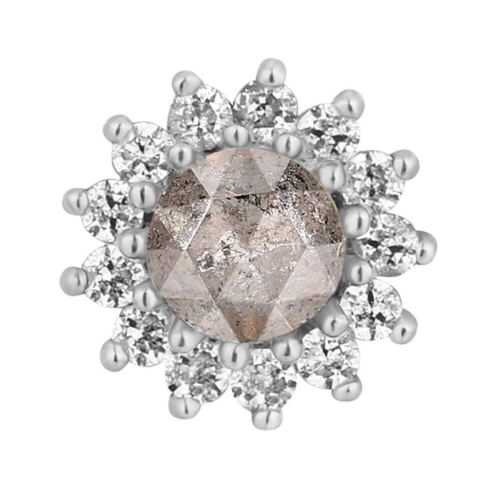 threadless: "Delphine" End in Gold with Grey Diamond & White Sapphires - Image 4