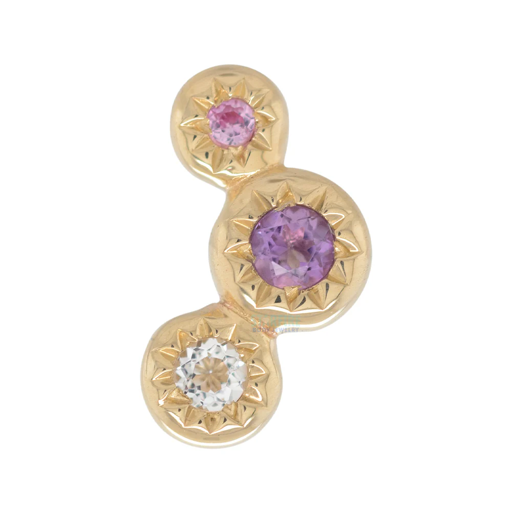 threadless: "Dig It" End in Gold with Amethyst, Pink Sapphire & White Topaz