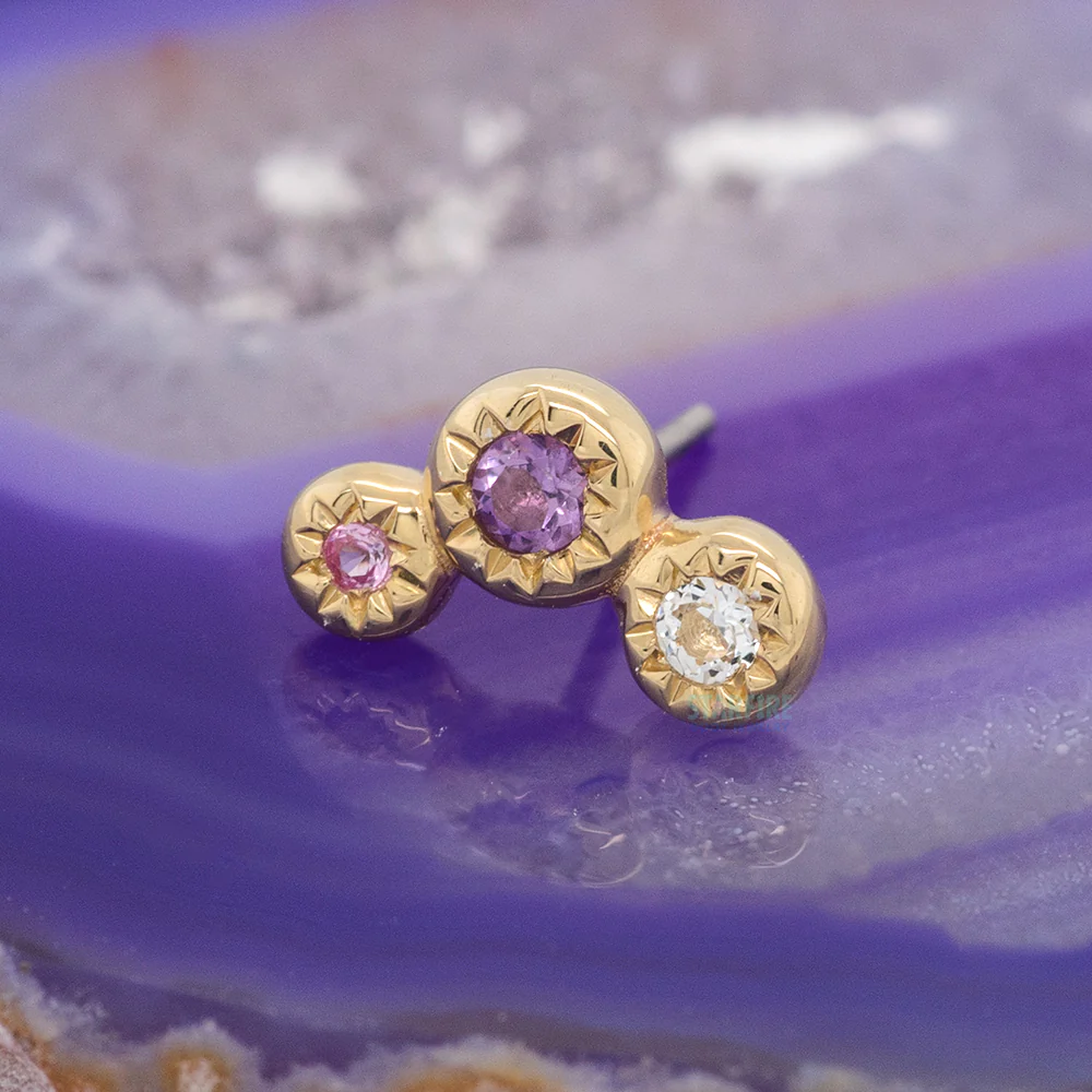 threadless: "Dig It" End in Gold with Amethyst, Pink Sapphire & White Topaz - Image 2
