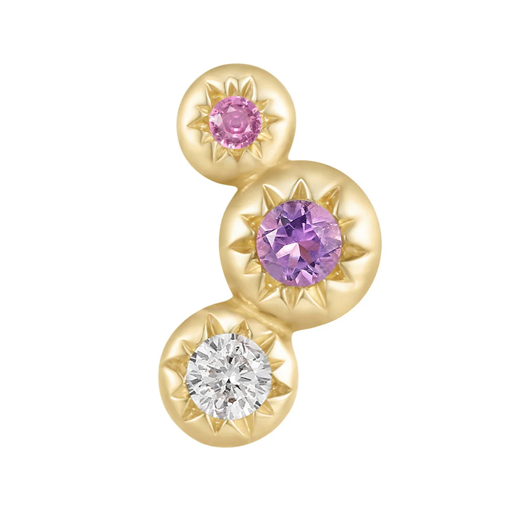 threadless: "Dig It" End in Gold with Amethyst, Pink Sapphire & White Topaz - Image 3