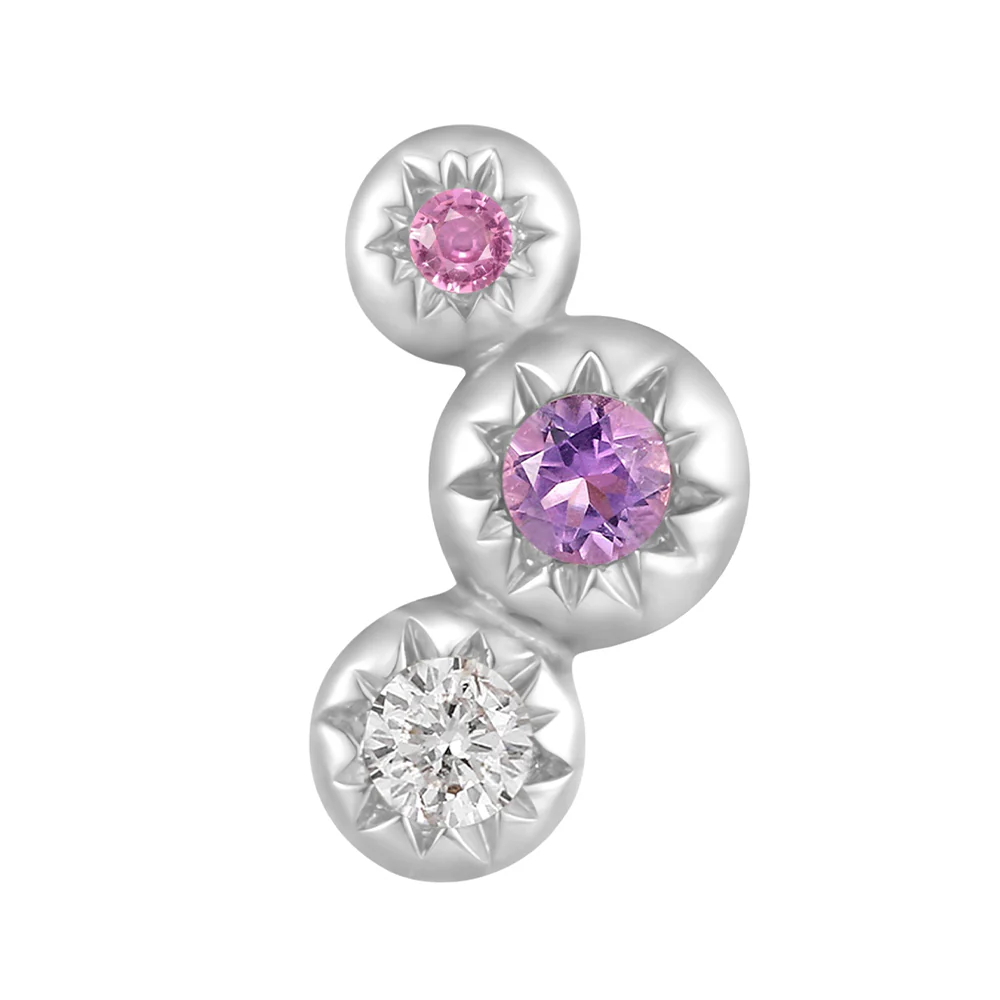 threadless: "Dig It" End in Gold with Amethyst, Pink Sapphire & White Topaz - Image 4