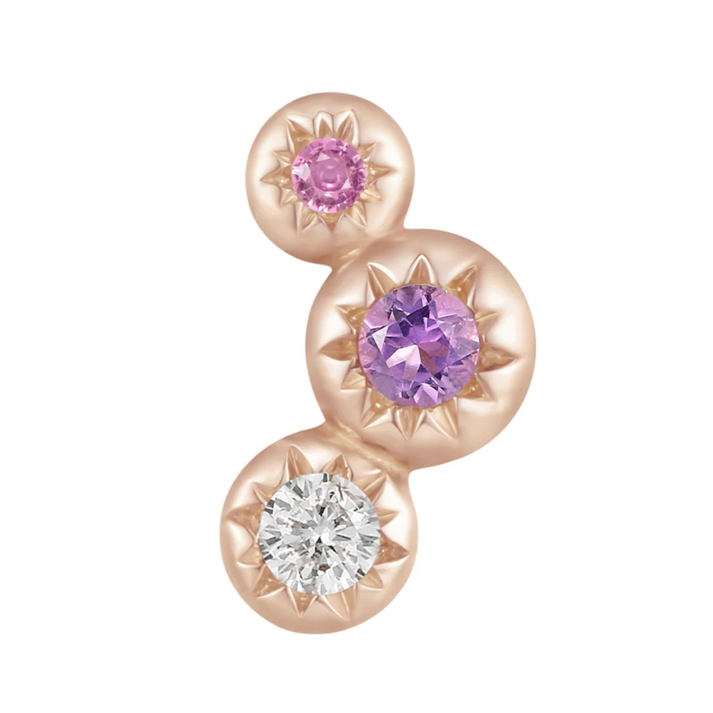 threadless: "Dig It" End in Gold with Amethyst, Pink Sapphire & White Topaz - Image 5