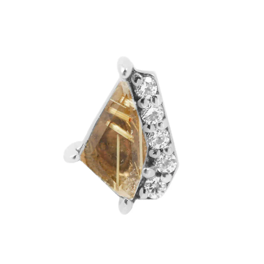 threadless: "Elevate" End in Gold with Rutilated Quartz & CZ's - Image 3