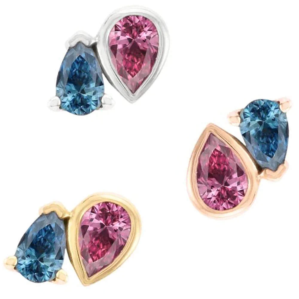 threadless: "Era" End in Gold with Pink Tourmaline & London Blue Topaz