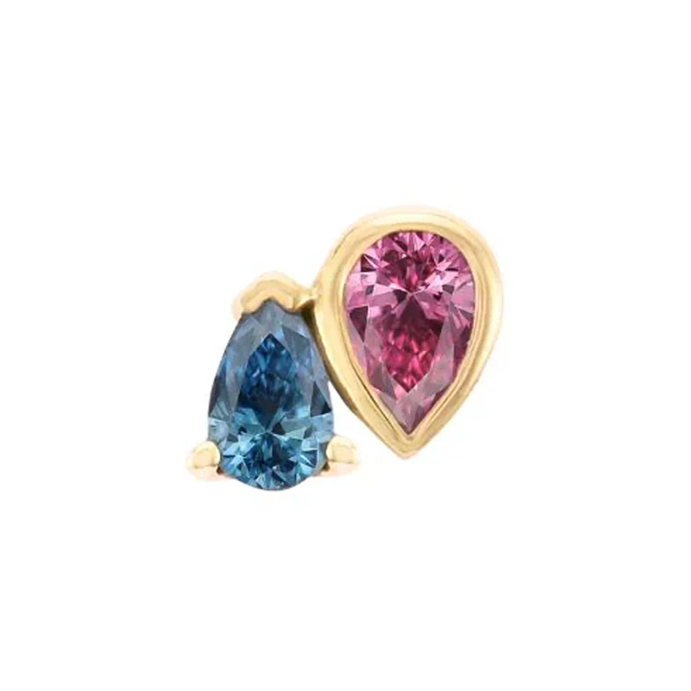 threadless: "Era" End in Gold with Pink Tourmaline & London Blue Topaz - Image 2