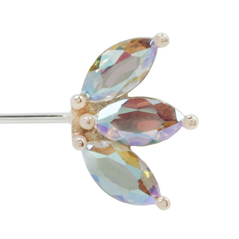 threadless: "Moet" Forward Facing End in Gold with Mercury Mist Topaz' - Image 6