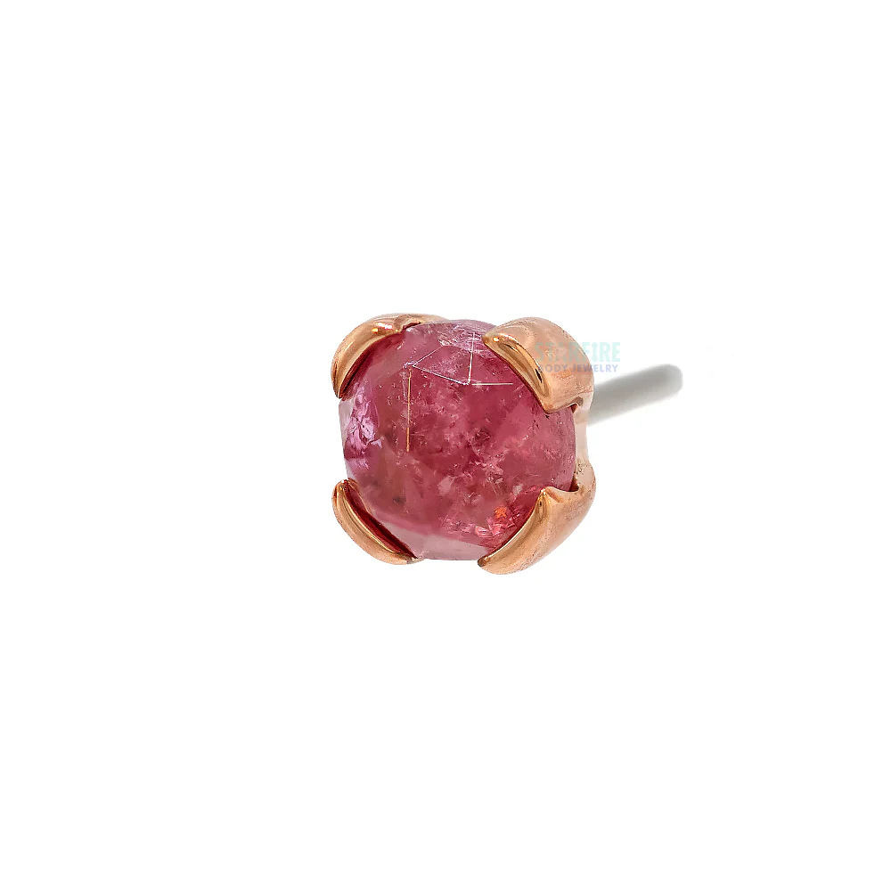 threadless: "Peekaboo" End in Gold with Rose Cut Pink Tourmaline