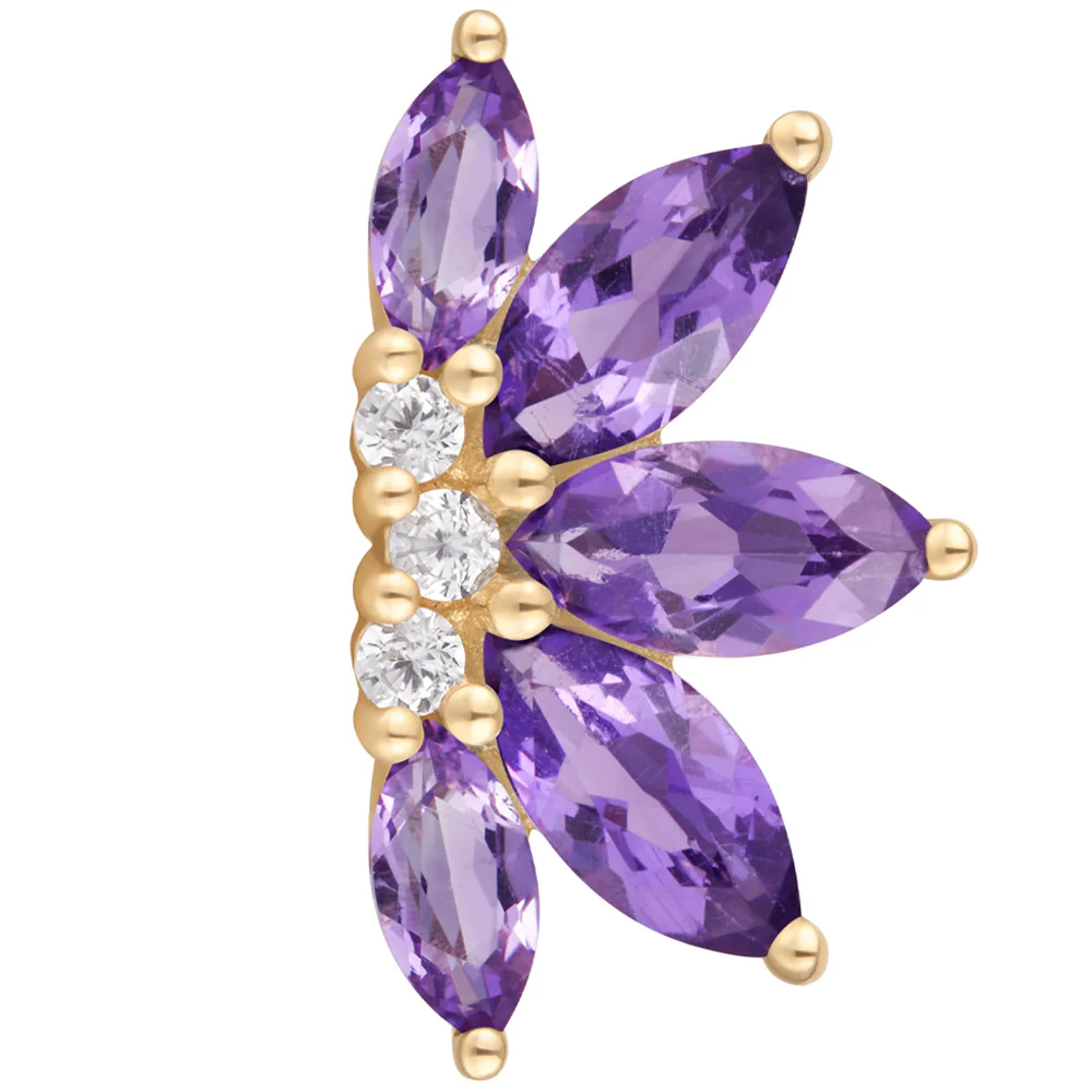 threadless: "Valentina" End in Gold with Amethyst & CZ's - Image 3