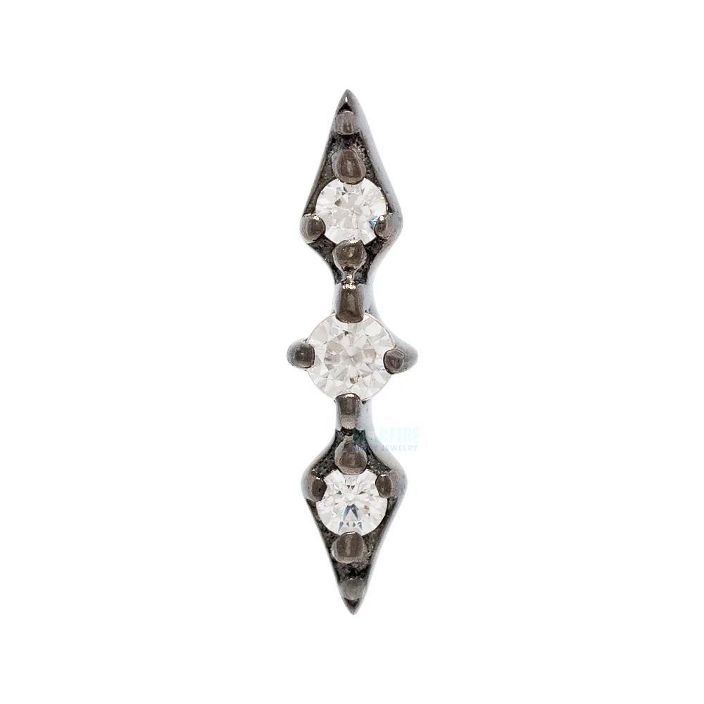 threadless: "Worthy" End in Black Rhodium - Gold with White CZ's - Image 2