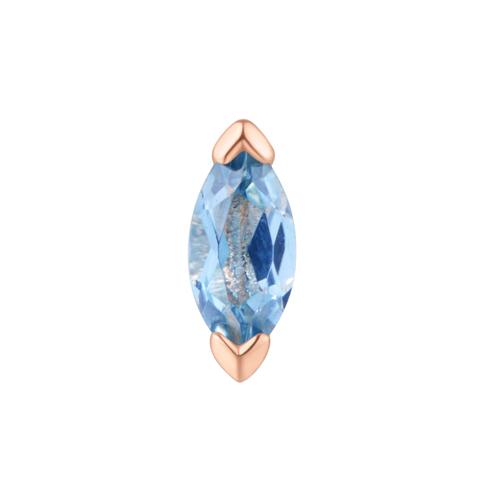 threadless: "Zuri" End in Gold with Marquise London Blue Topaz - Image 5