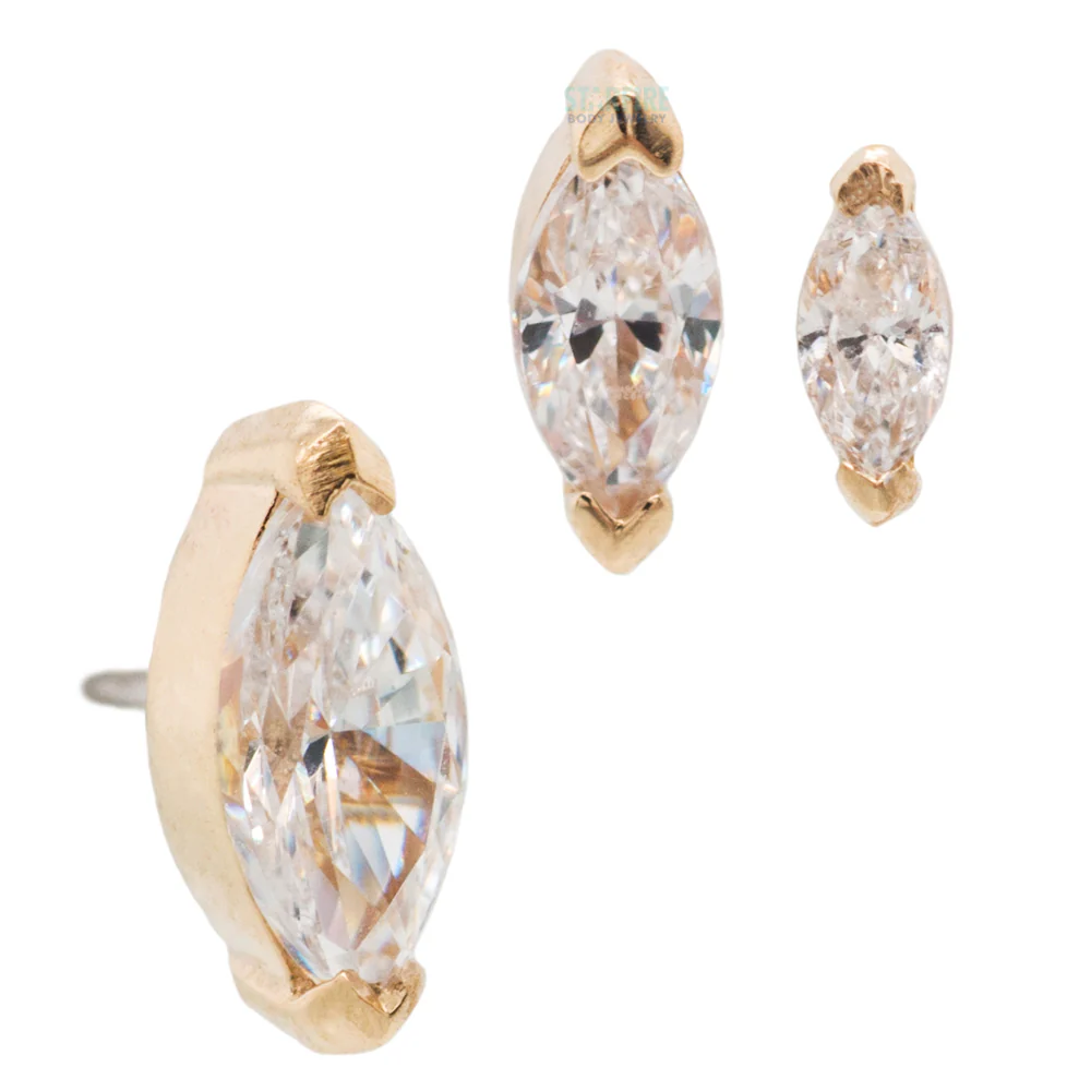 threadless: "Zuri" End in Gold with Marquise CZ