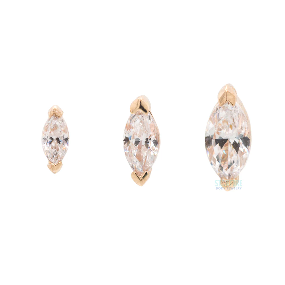 threadless: "Zuri" End in Gold with Marquise CZ - Image 2
