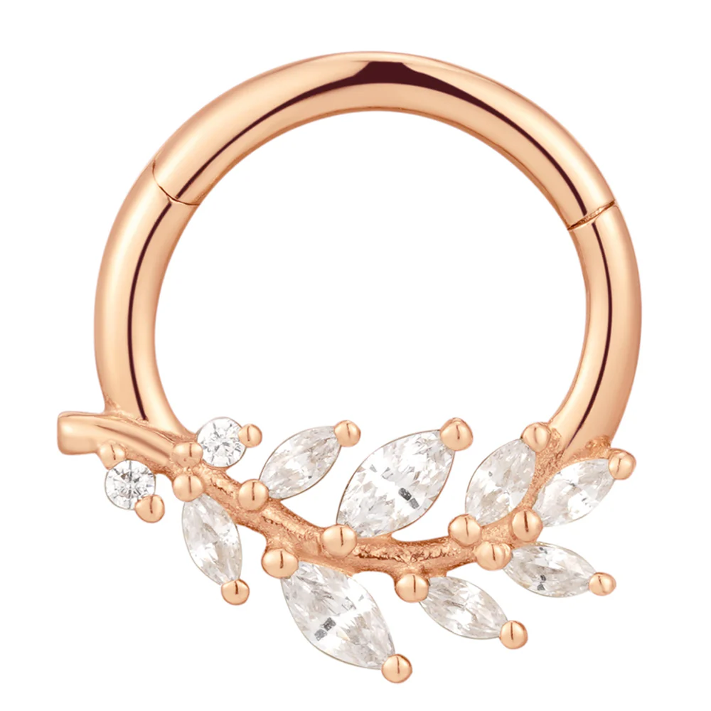 "Wild Soul" Hinge Ring / Clicker in Gold with CZ's - Image 4
