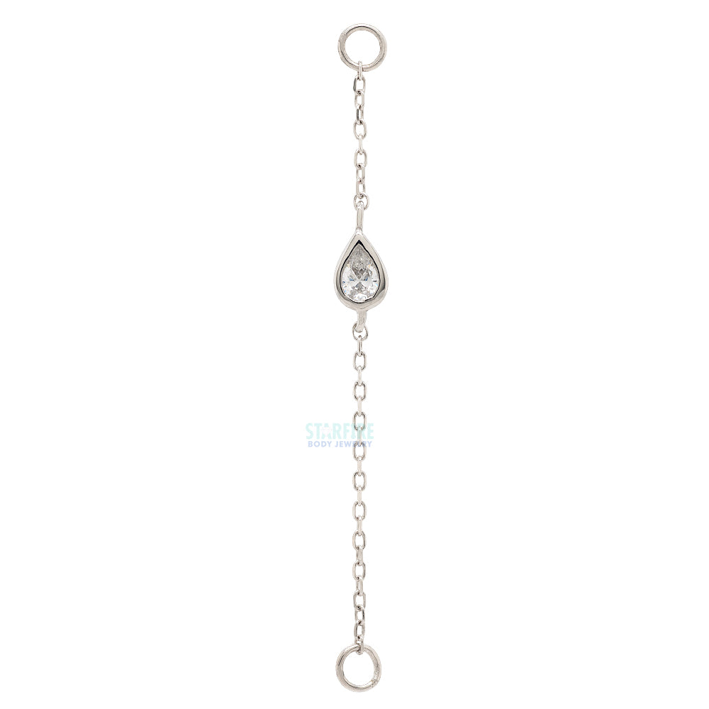 Teardrop Cable Chain Attachment in Gold with CZ - Image 4