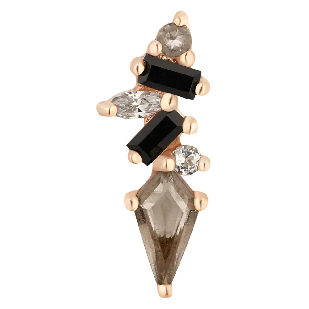 threadless: "Mixt" End in Gold with Smoky Quartz & Black Spinel - Image 5