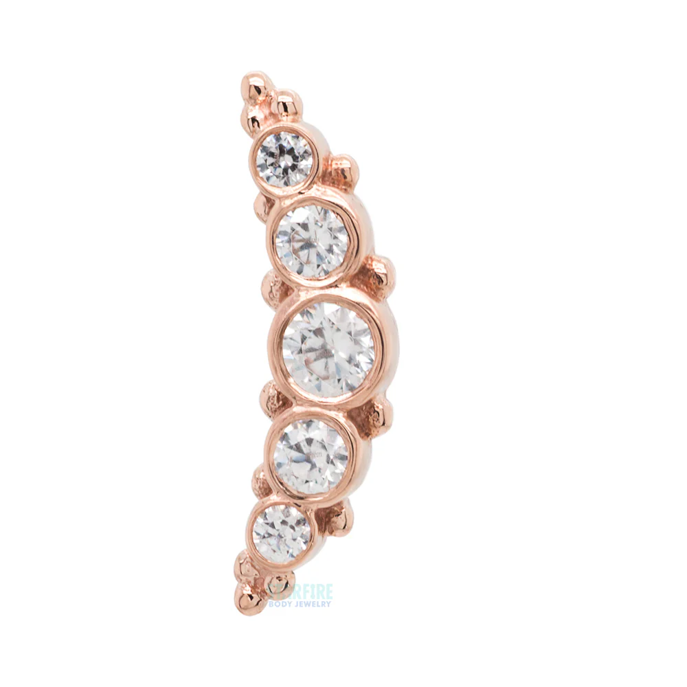 5 Gem Graduating "Panaraya" Threaded End in Gold with White CZ's