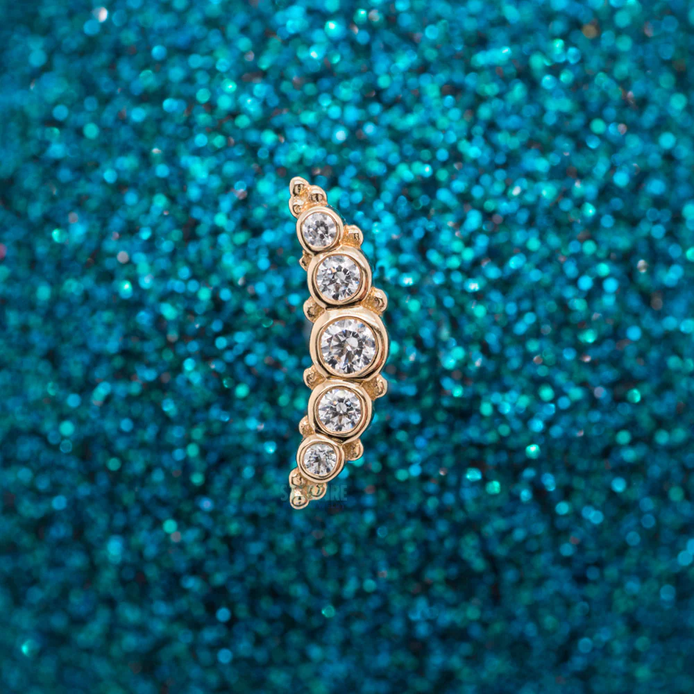 5 Gem Graduating "Panaraya" Threaded End in Gold with White CZ's - Image 2