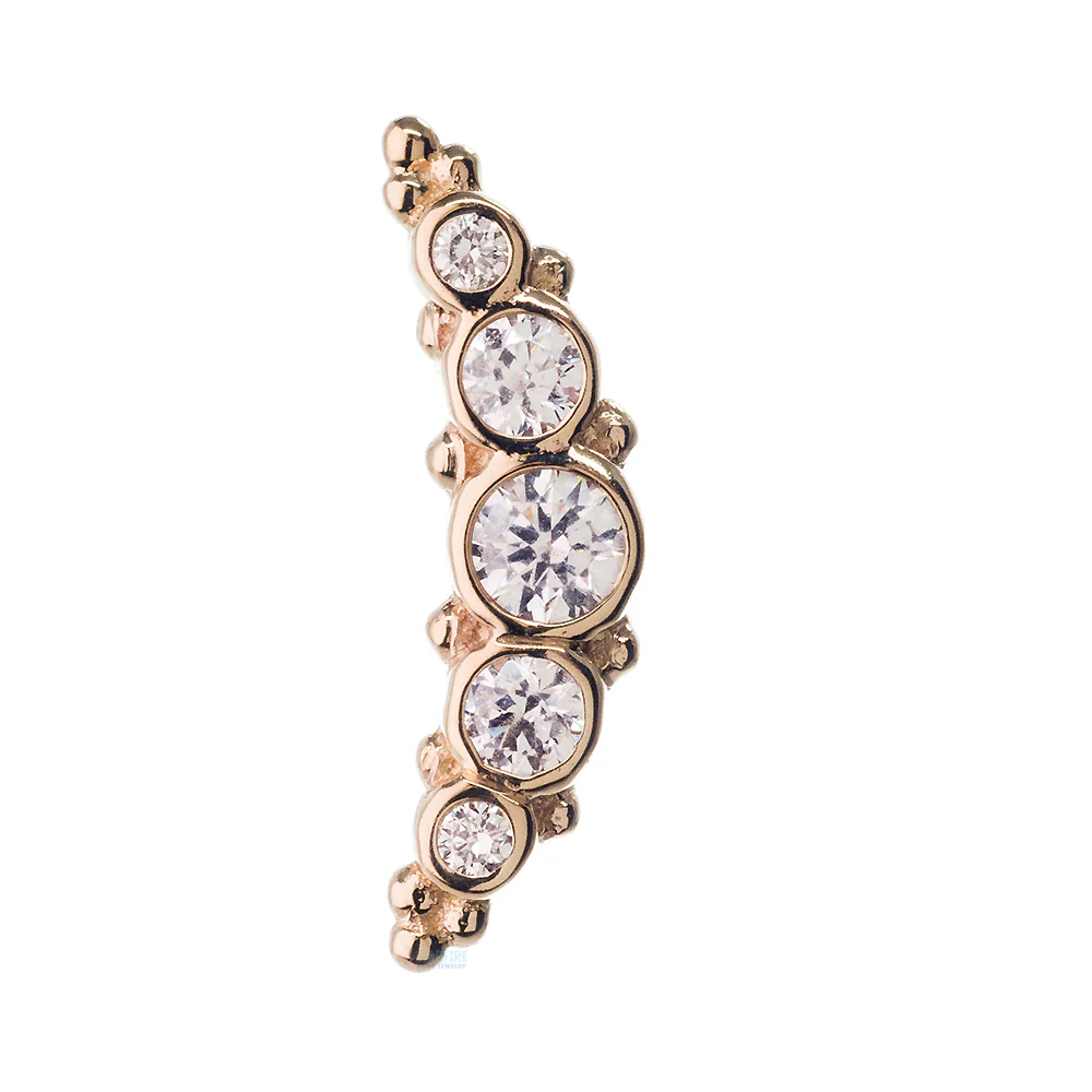 5 Gem Graduating "Panaraya" Threaded End in Gold with White CZ's - Image 3