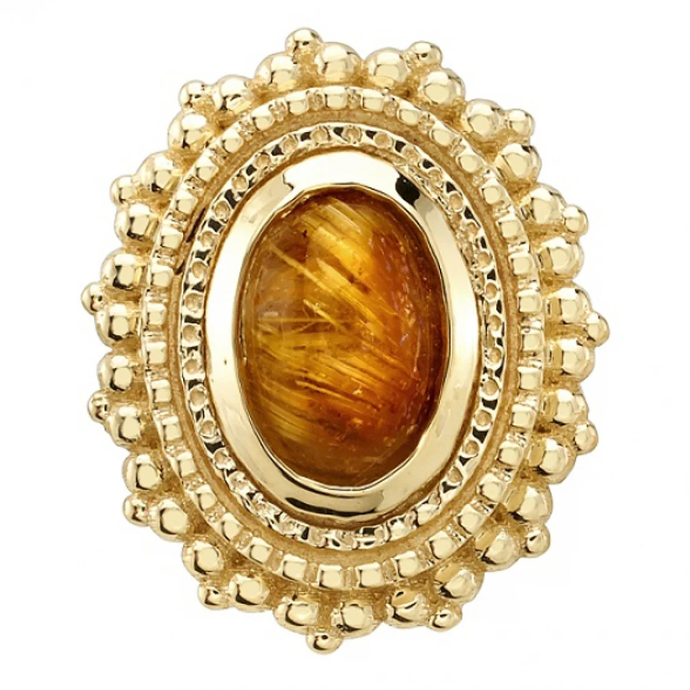 Afghan Oval Threaded End in Gold with Rutilated Quartz - Image 2