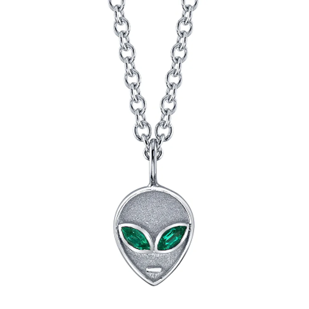Alien Necklace in Gold with Emeralds - Image 2
