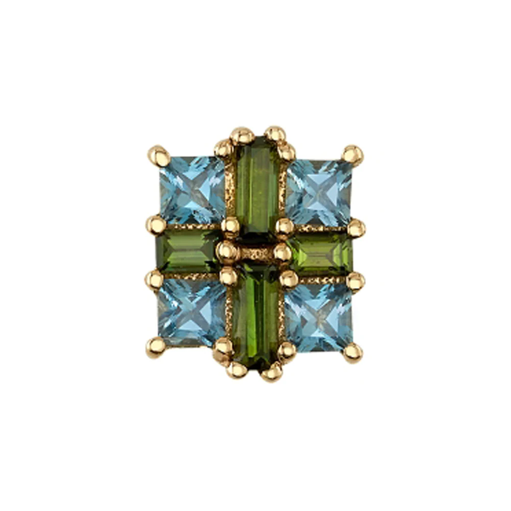 "Alta" Threaded End in Gold with Green Tourmaline & London Blue Topaz - Image 2