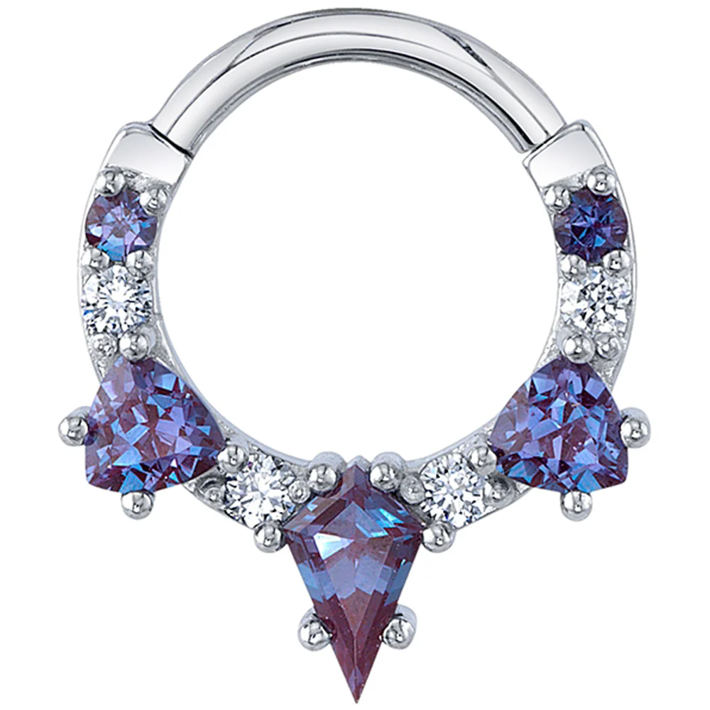 "Ariela" Hinge Ring in Gold & Platinum with Chatham Alexandrite & Diamonds - Image 2