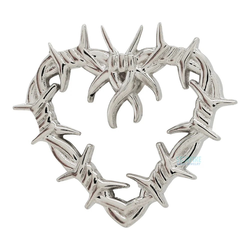 Barbed Wire Heart Threaded End in Gold & Platinum