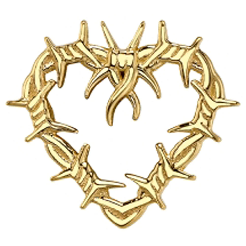 Barbed Wire Heart Threaded End in Gold & Platinum - Image 3