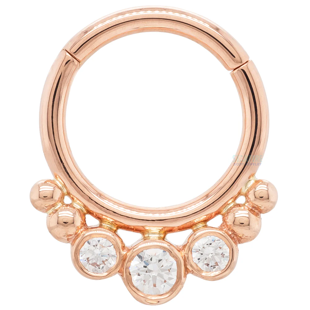 "Barra" Hinge Ring in Gold with White CZ's