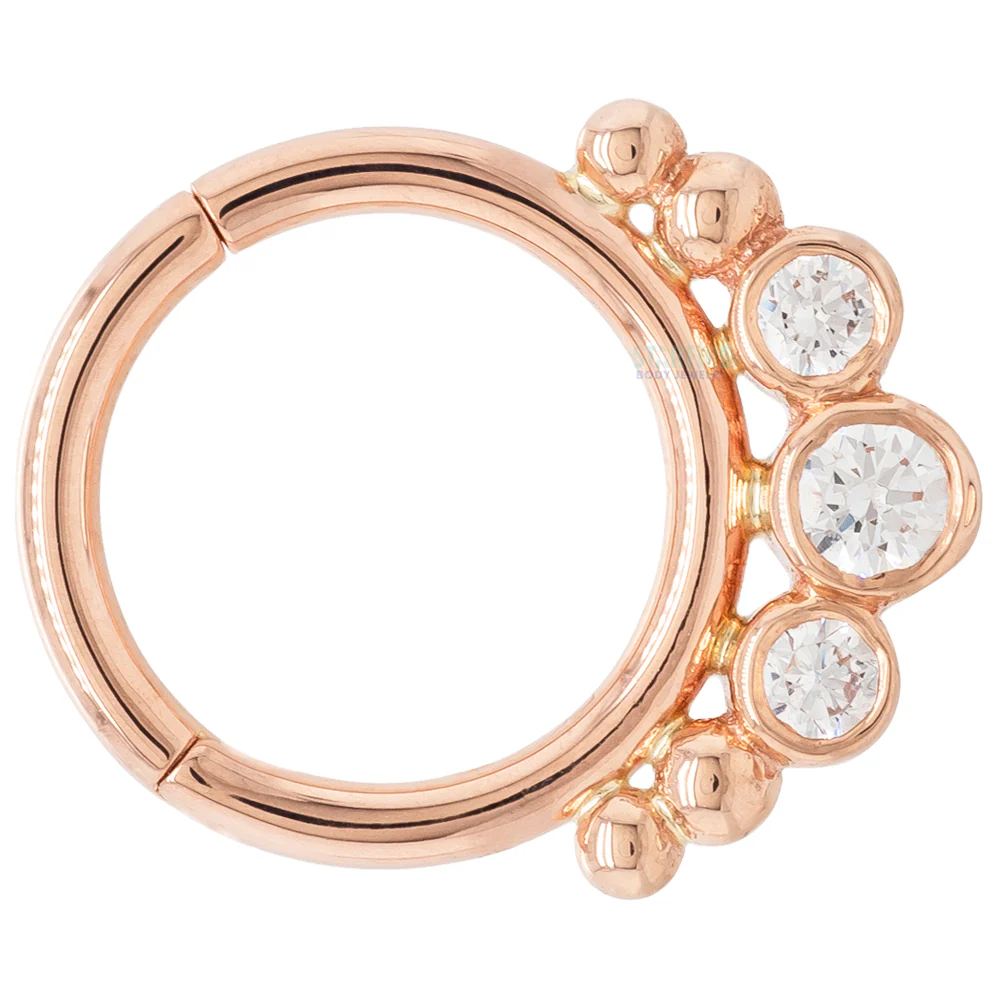 "Barra" Hinge Ring in Gold with White CZ's - Image 3