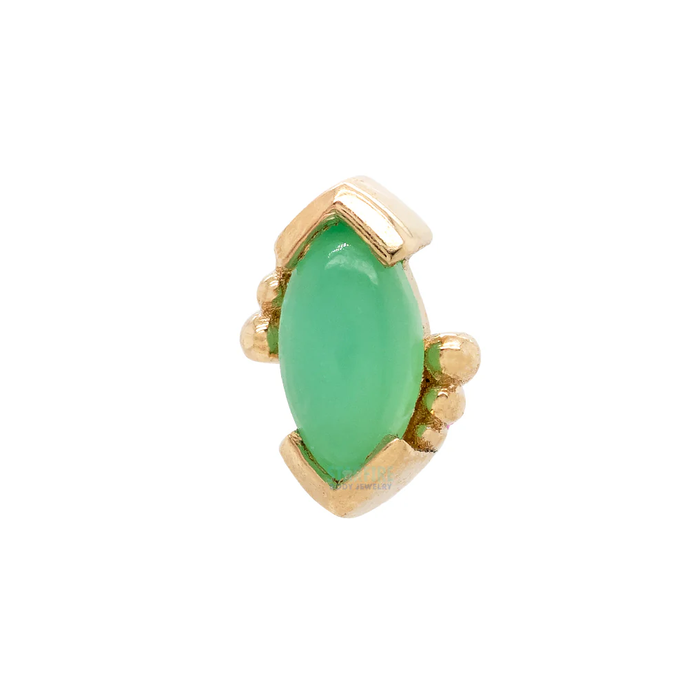 Beaded Marquise Threaded End in Gold with Chrysoprase