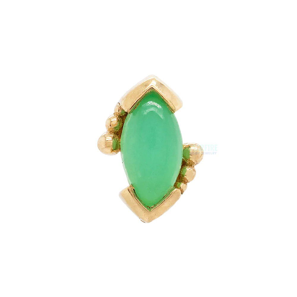 Beaded Marquise Threaded End in Gold with Chrysoprase - Image 3