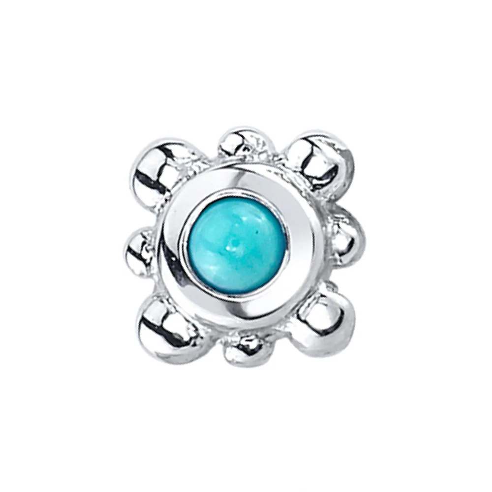 Bezel with 8 Beads Threaded End in Gold with Turquoise - Image 2