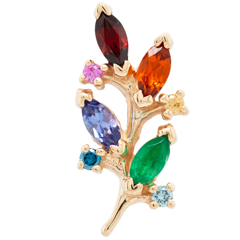 "Bitter Sweet" Threaded End in Gold Rainbow with Genuine Gemstones - Image 4