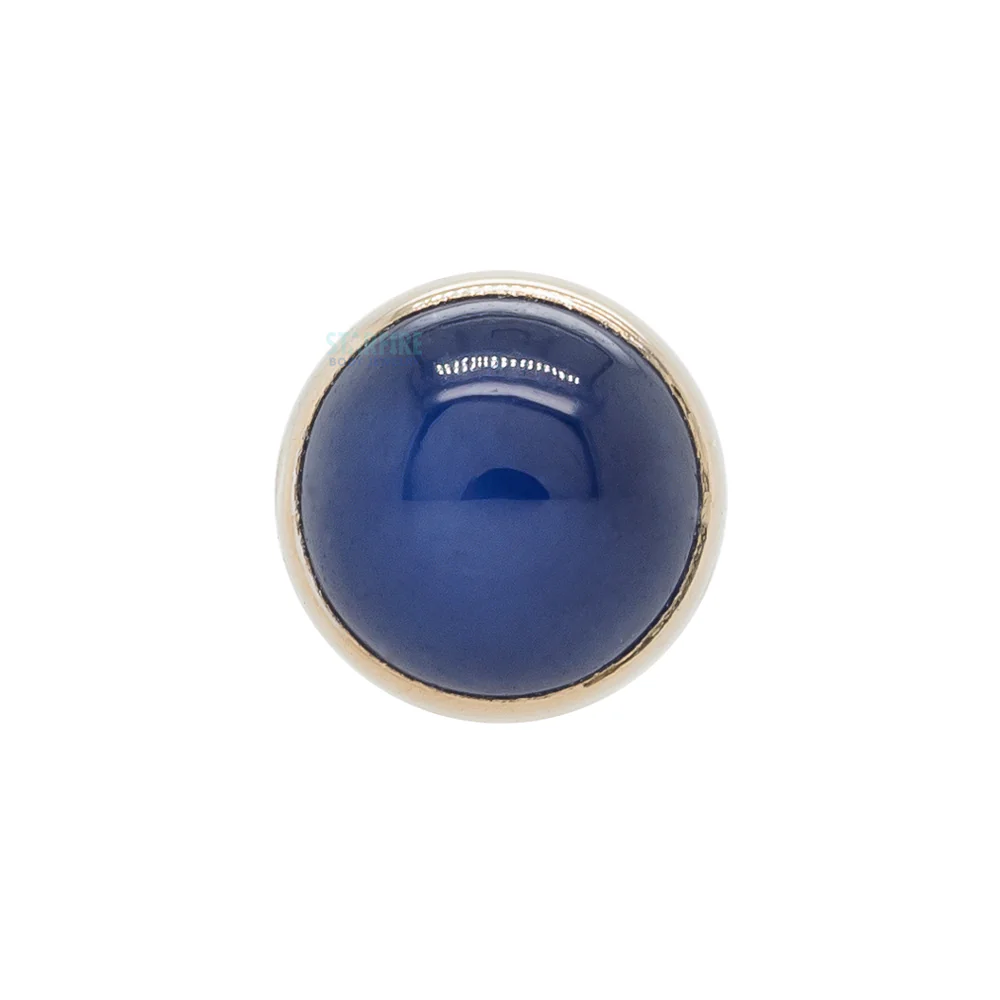 Blue Star Sapphire Cabochon in Cup Setting Threaded End in Gold - Image 4