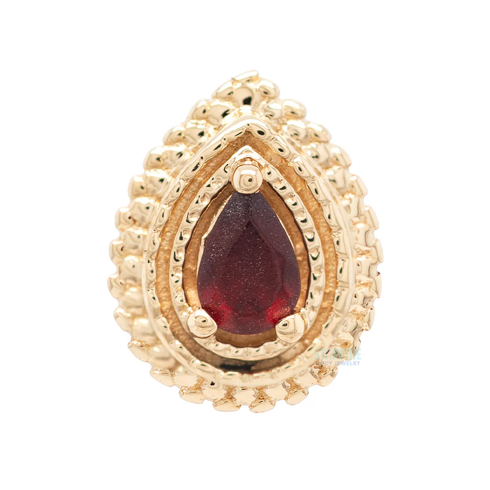 Afghan Pear Threaded End in Gold & Platinum with Sandblasted Garnet - Image 3