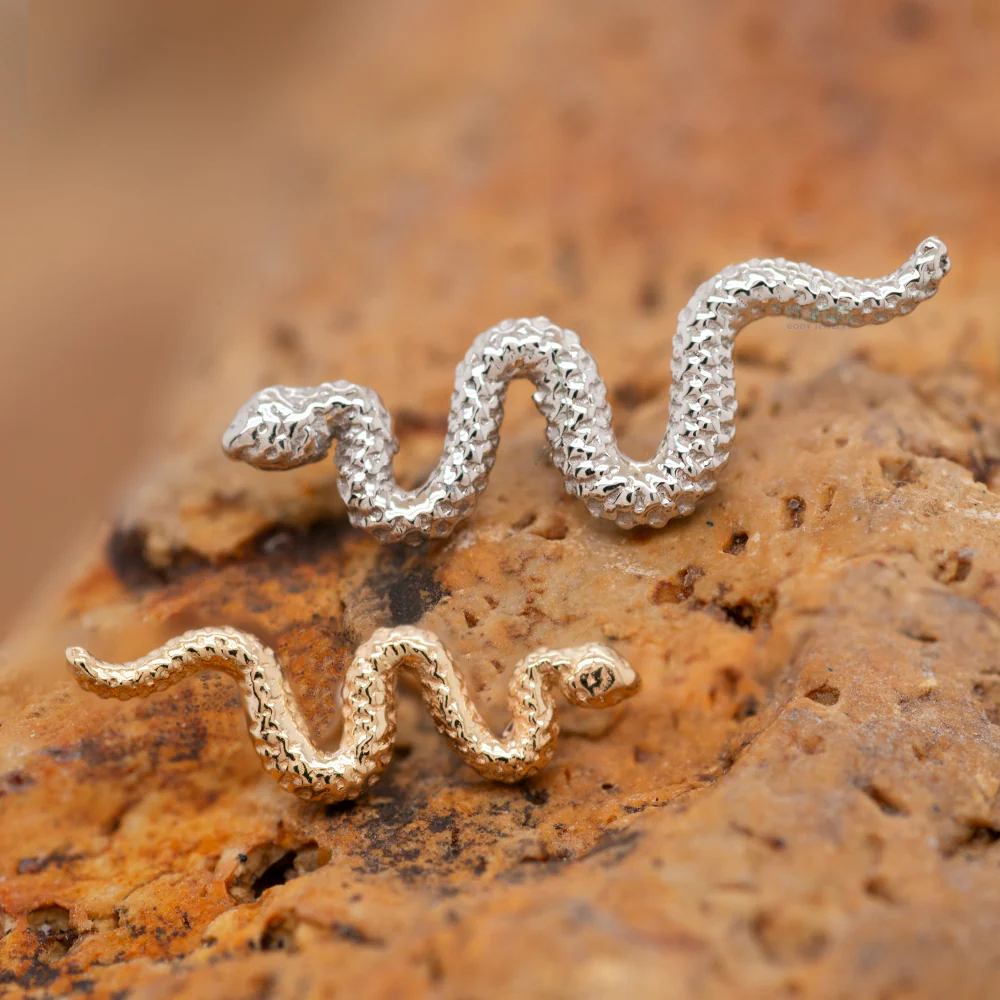 Delicate Snake Threaded End in Gold & Platinum - Image 2