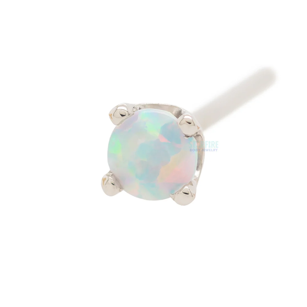 Four Prong Nostril Screw in Gold & Platinum with Faceted White Opal - Image 6