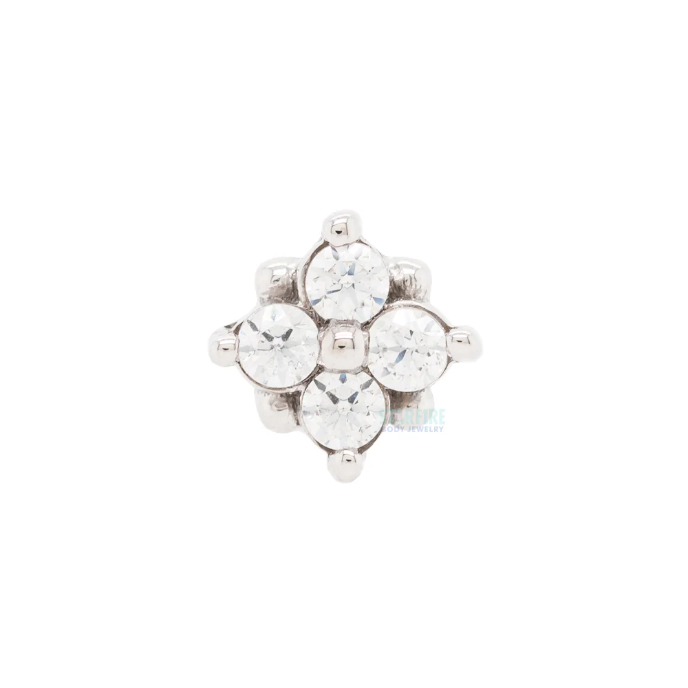 "Reema" Nostril Screw in Gold & Platinum with White CZ's - Image 4