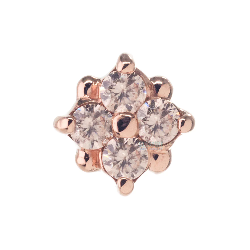 "Reema" Threaded End in Gold & Platinum with Champagne CZ's