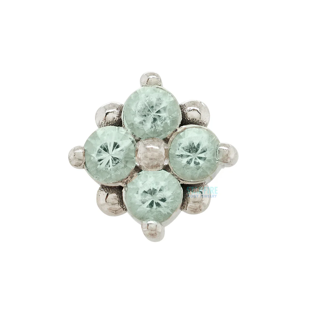 "Reema" Threaded End in Gold & Platinum with Mint Beryl