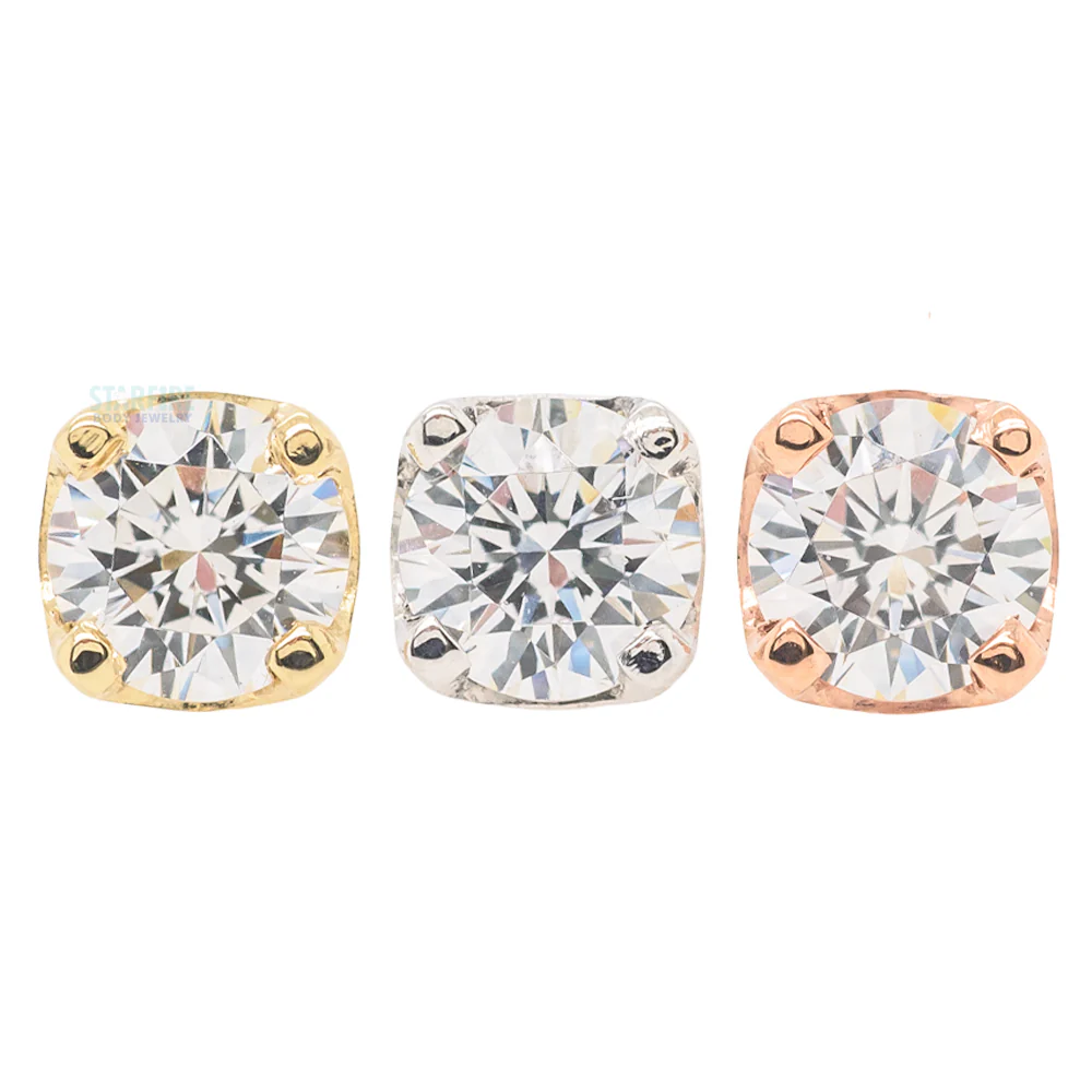 threadless: Four Prong Pin in Gold with White CZ - Image 2