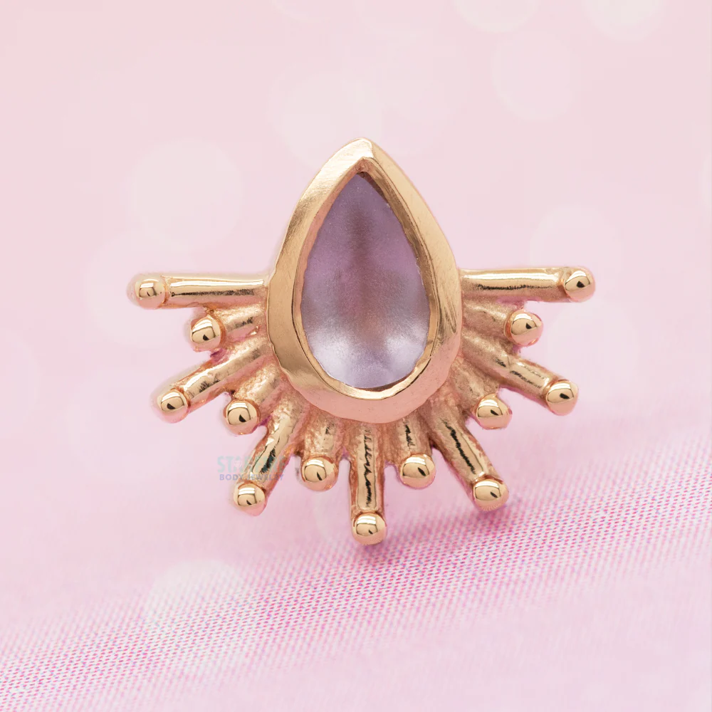 "Borderline" Threaded End in Gold & Platinum with Sandblasted Light Amethyst - Image 2