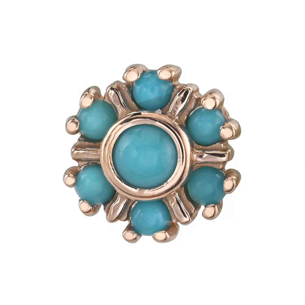 "Cabochon Toltec" Threaded End in Gold with Turquoise - Image 2